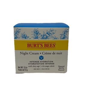 Burt’s Bees Intense Hydration Night Cream Clary Sage Moisturizer 1.8oz
